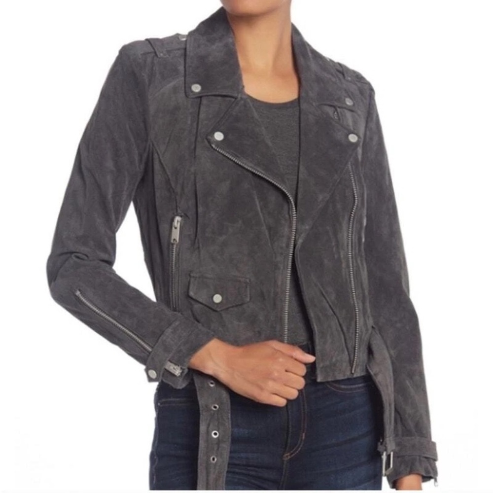 ✨NWT✨ MARC NEW YORK Suede Moto Jacket Bowery Sabrina in Charcoal Grey Sz M